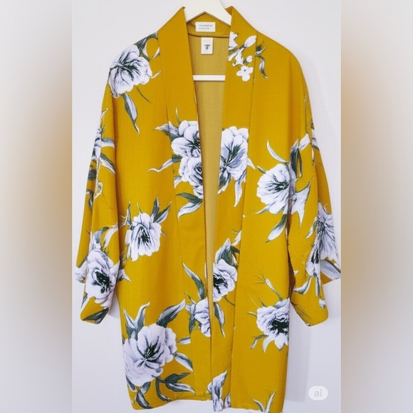 STREETWEAR SOCIETY |  Mustard Yellow Floral Kimono - Picture 2 of 10